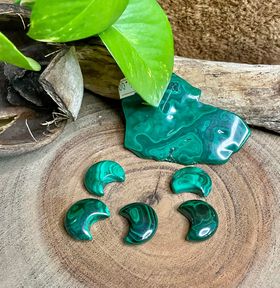 Malachite Carved Crescent Moons – Witch Way Australia